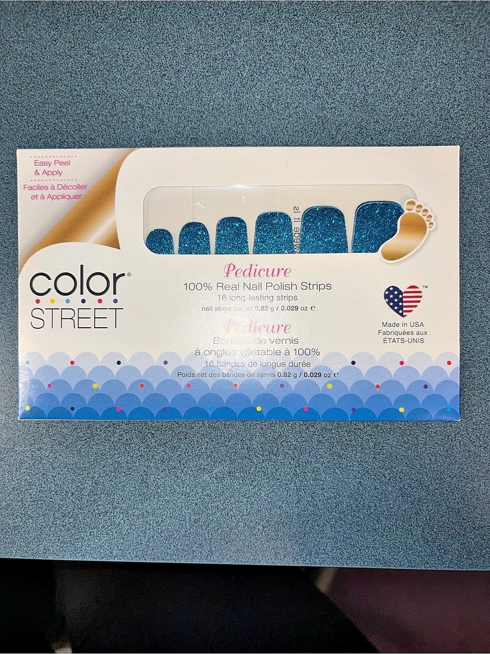 Retired Color Street How Swede It Is Pedicure Blue Glitter Pedicure Nail Strips
